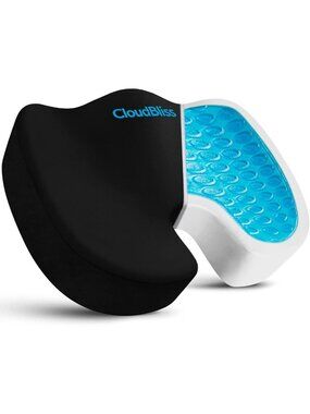 Ergonomic Cooling Gel Memory Foam Seat Cushion for Office, Car, Airplane - Large